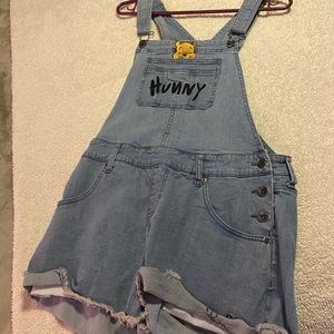 Hot Topic Winnie the Pooh Shortalls (worn once!)